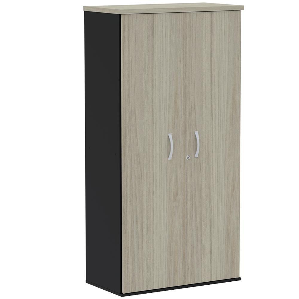 Miniatura Armário Alto Pe25 Pandin 79,20 Cm (Largura) Em Mdp Nogueira Casablanca E Preto Com Duas Portas