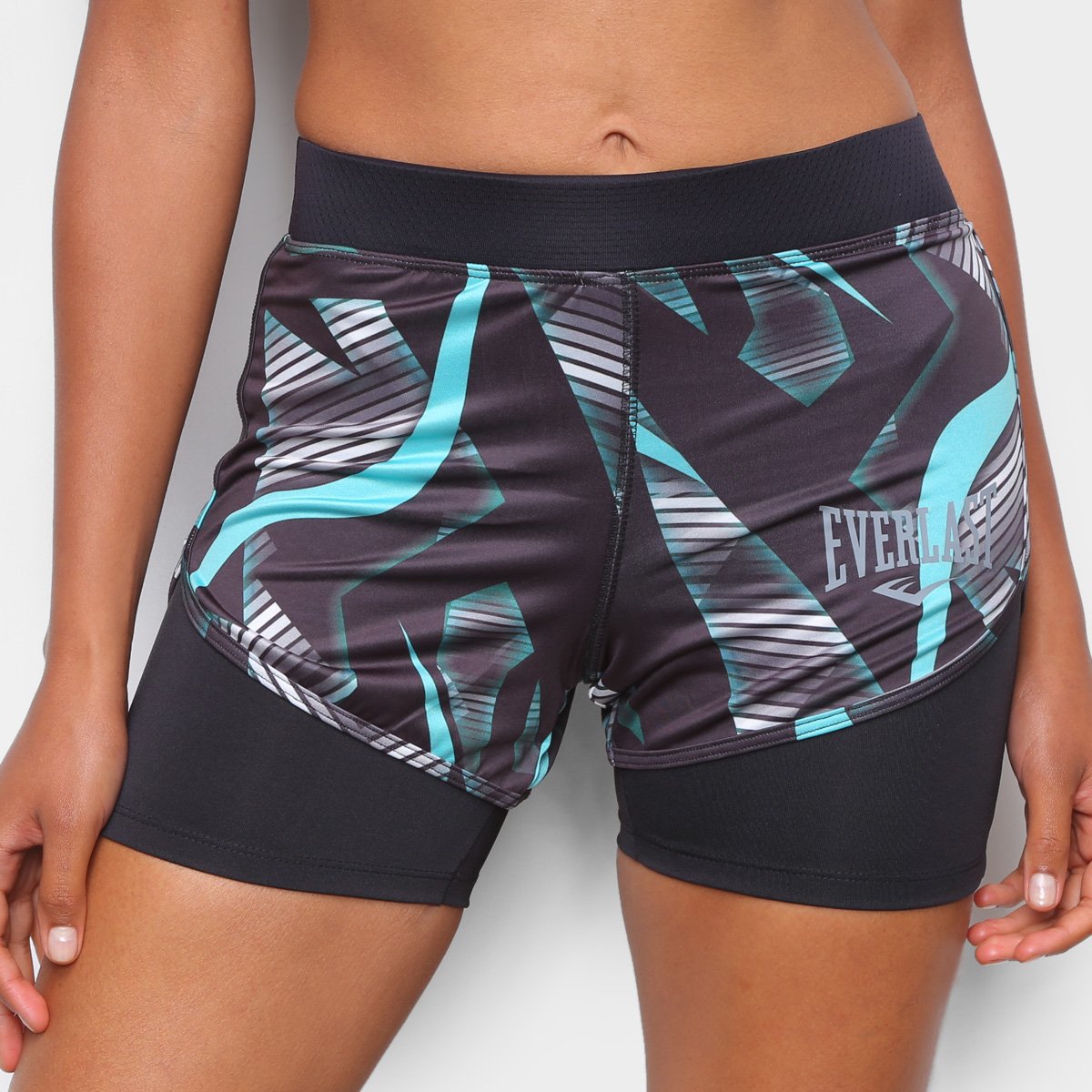 Miniatura Short Everlast Rain Feminino Preto+verde - G
