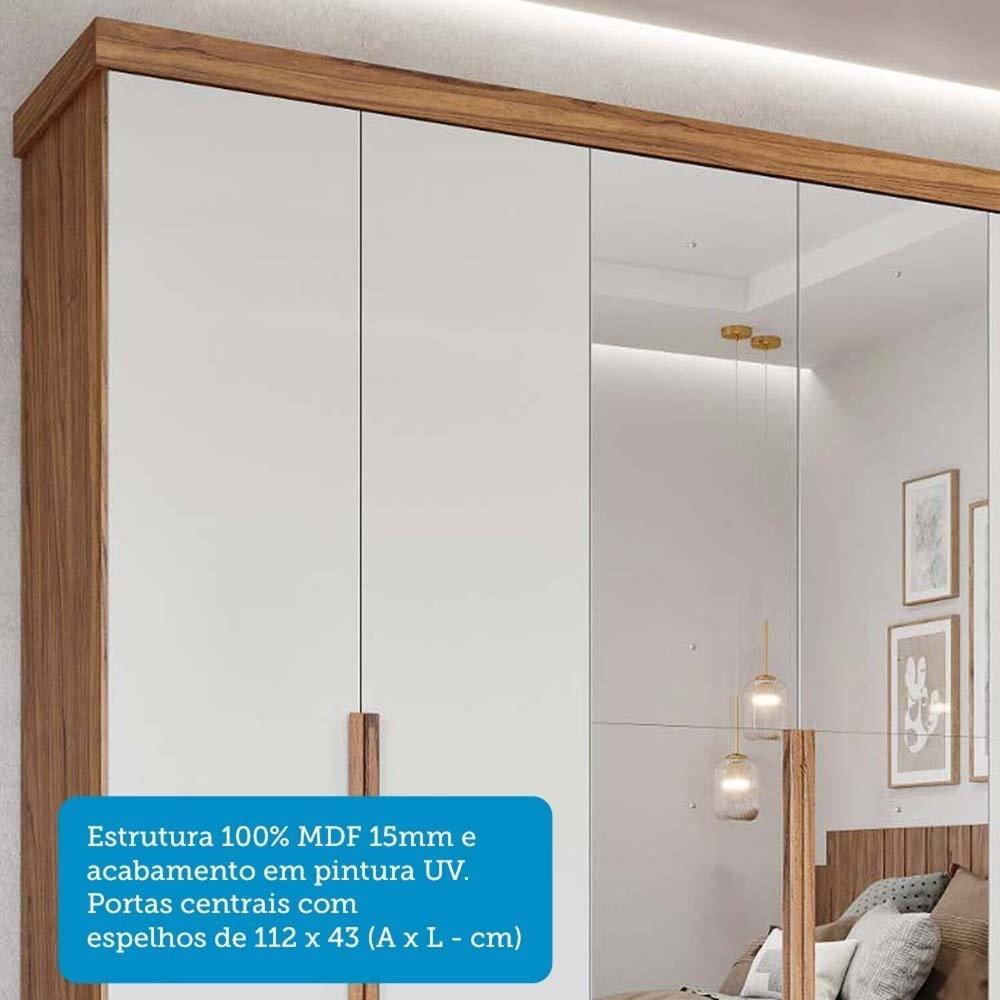 Miniatura Guarda-roupa Casal 267,60cm 6 Portas com Espelho 100% Mdf Linhares Espresso Móveis Cinamomo/Off White