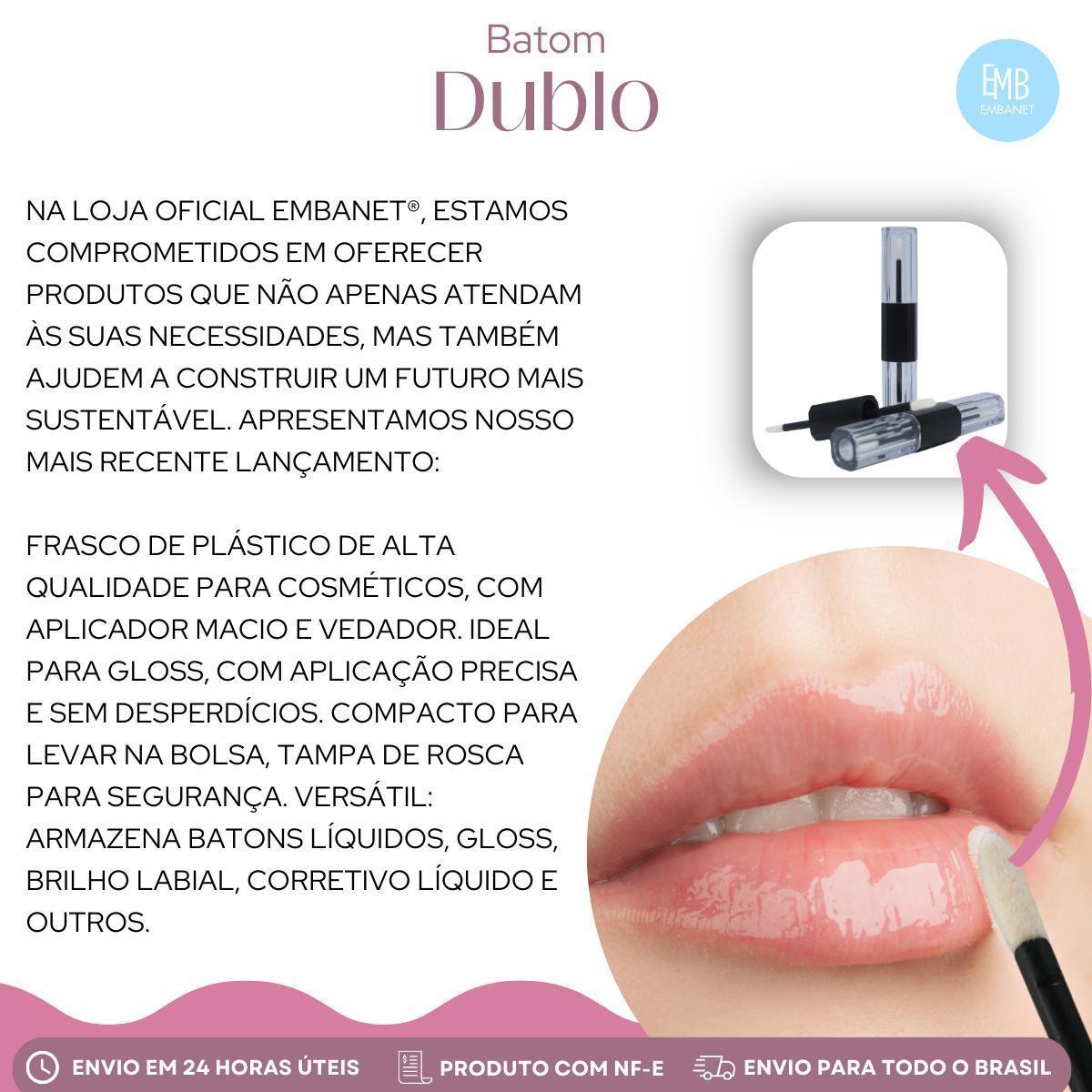 Miniatura Mini Frasco Para Gloss Labial Quadrado Duplo Vazio - 25Und
