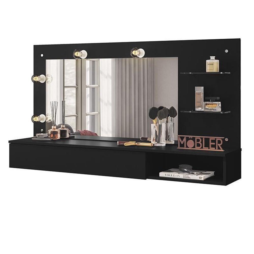 Miniatura Penteadeira Camarim Suspensa Lumiere Preto Fosco - Mobler Preto Fosco
