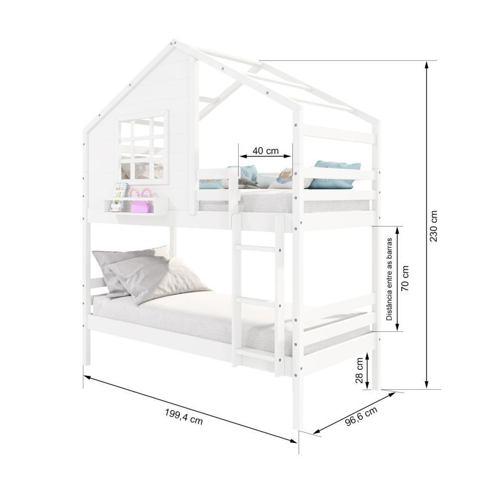 Miniatura Beliche Casinha Com Janela Madeira Maciça Branco Housin