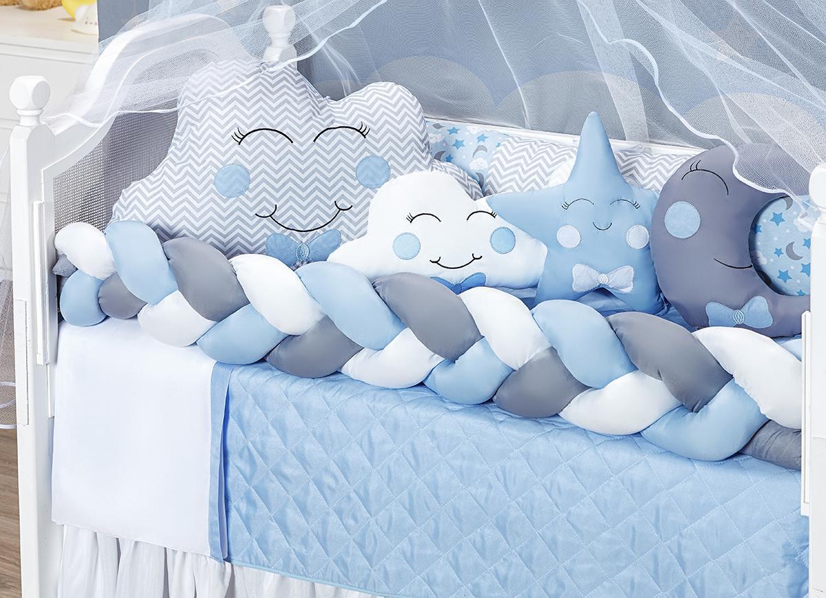 Miniatura Kit Berço Nuvem Azul 12 Peças | Enxoval Completo Infantil