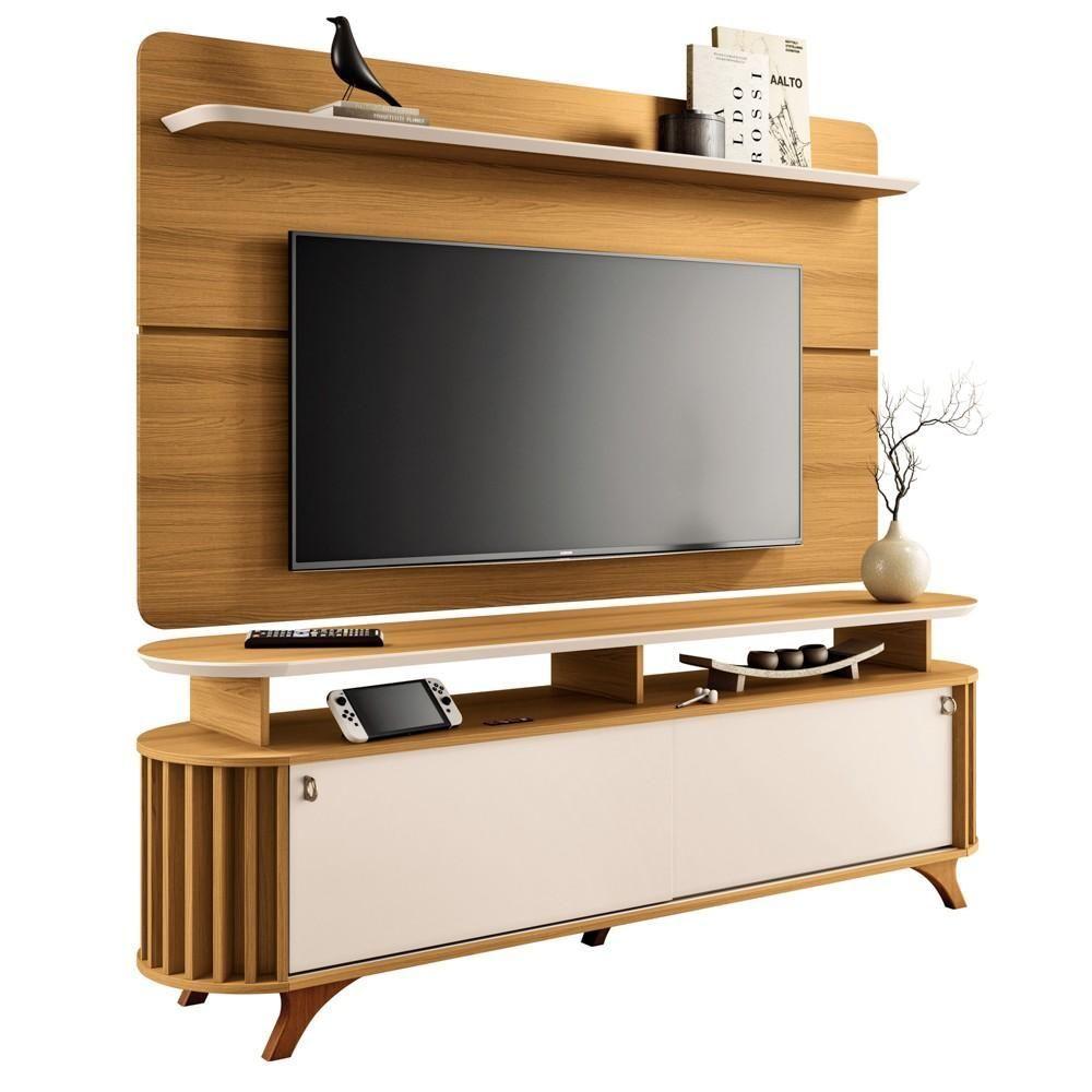 Miniatura Painel De Tv 70 Pol Hera E Bancada Elva H01 Off-cinamomo - Mpozenato