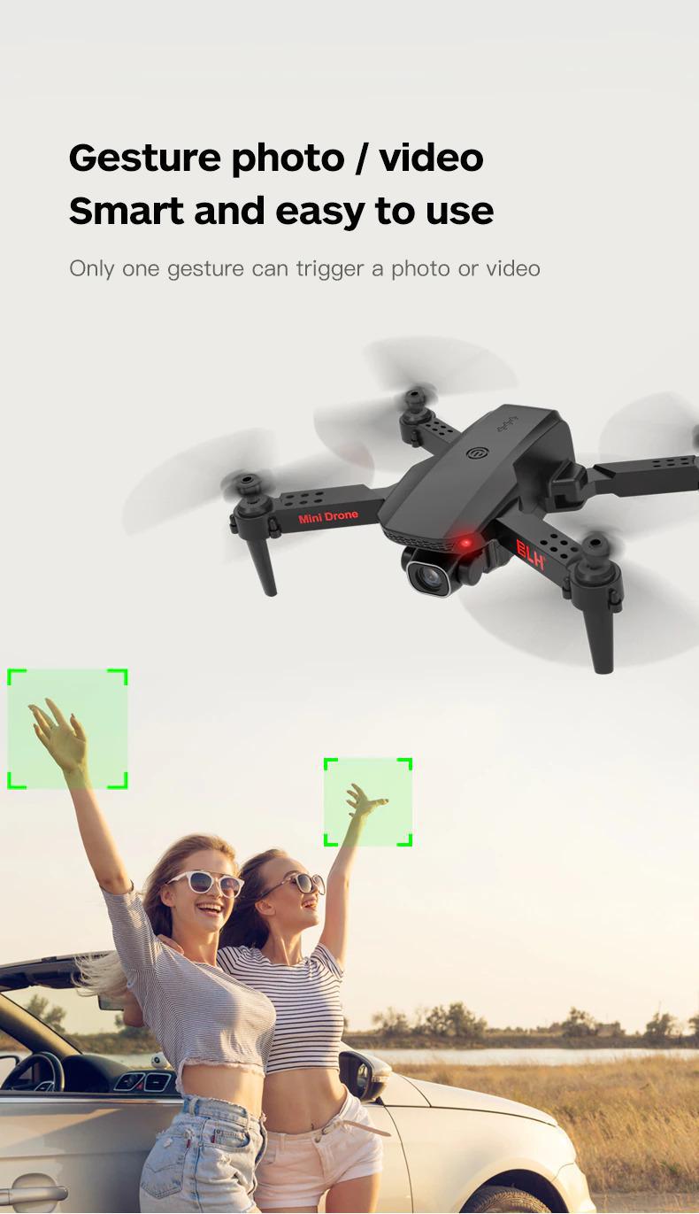 Mini Drone Laranja K9 Câmera 4K Wifi Fpv Dobrável Com Bolsa