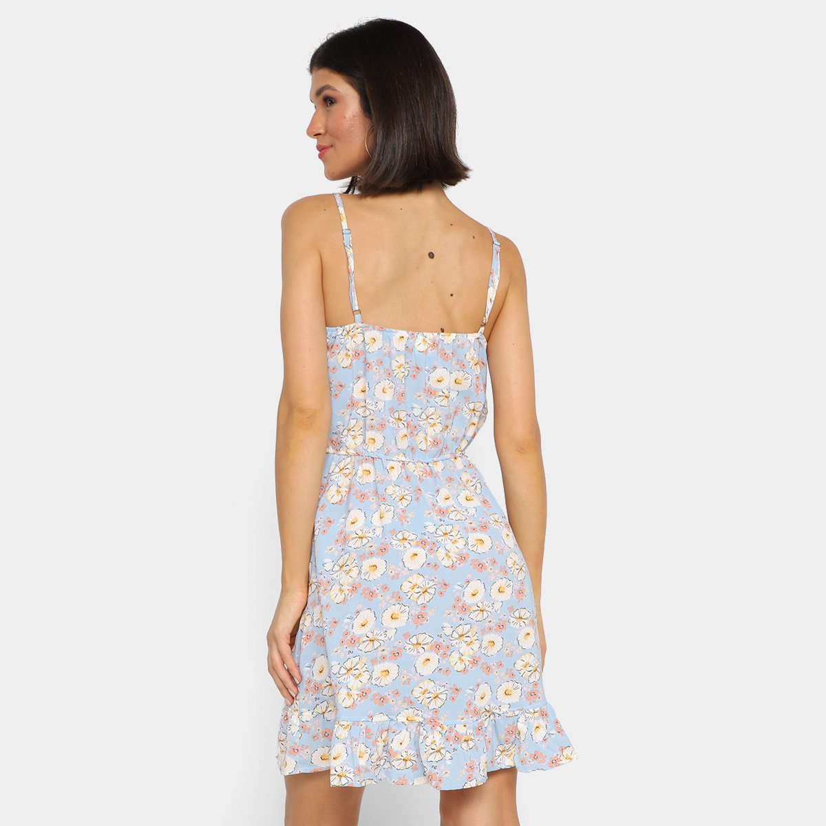 Miniatura Vestido Curto Ayaka Floral Feminino Azul - G