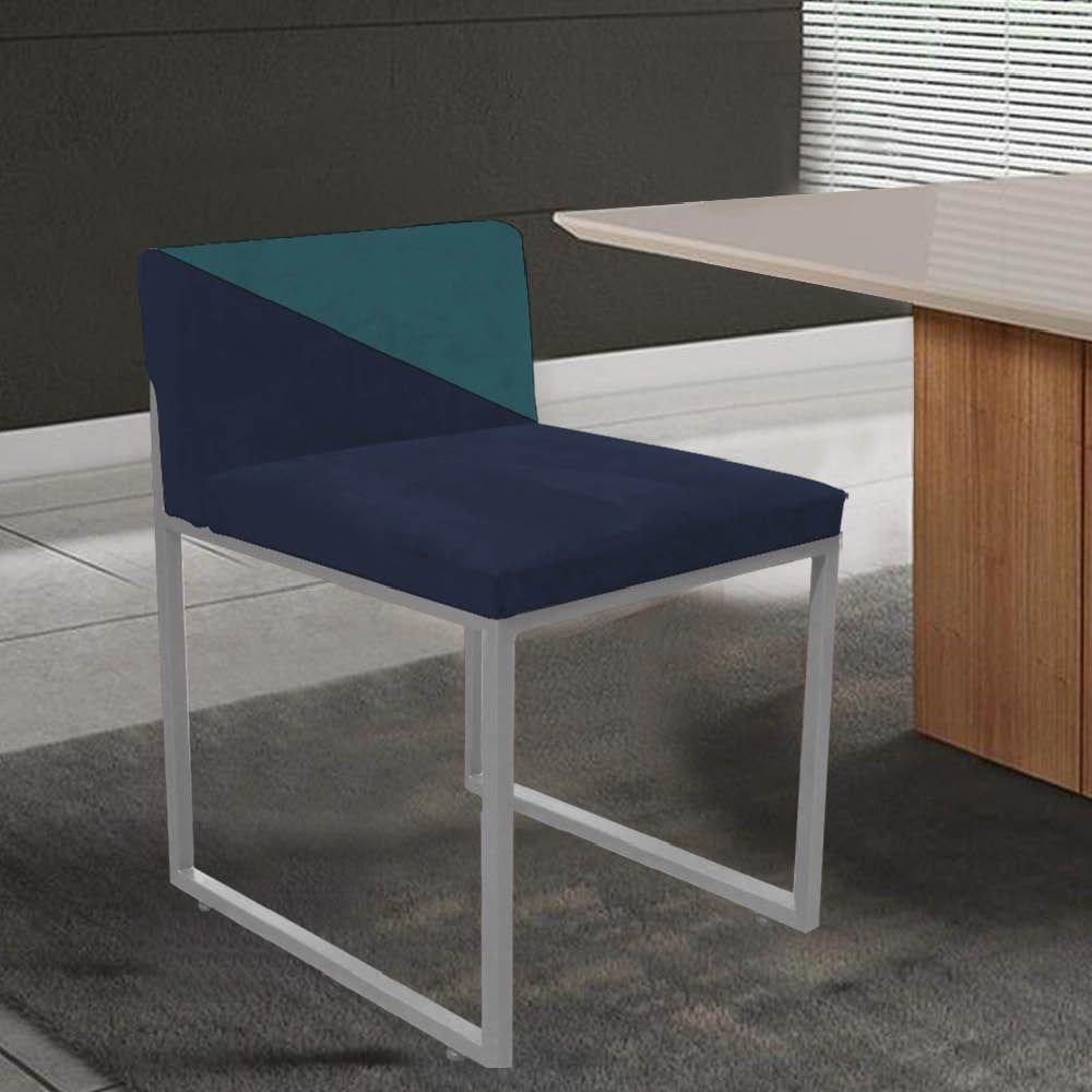 Miniatura Cadeira Lee Duo Sala De Jantar Ferro Cinza Sintético Preto E Azul Marinho - Amey Decor