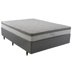 Miniatura Cama Box Casal Herval Ômega com Pillow Top e Molas Ensacadas 60x138x188cm - Branco/Cinza