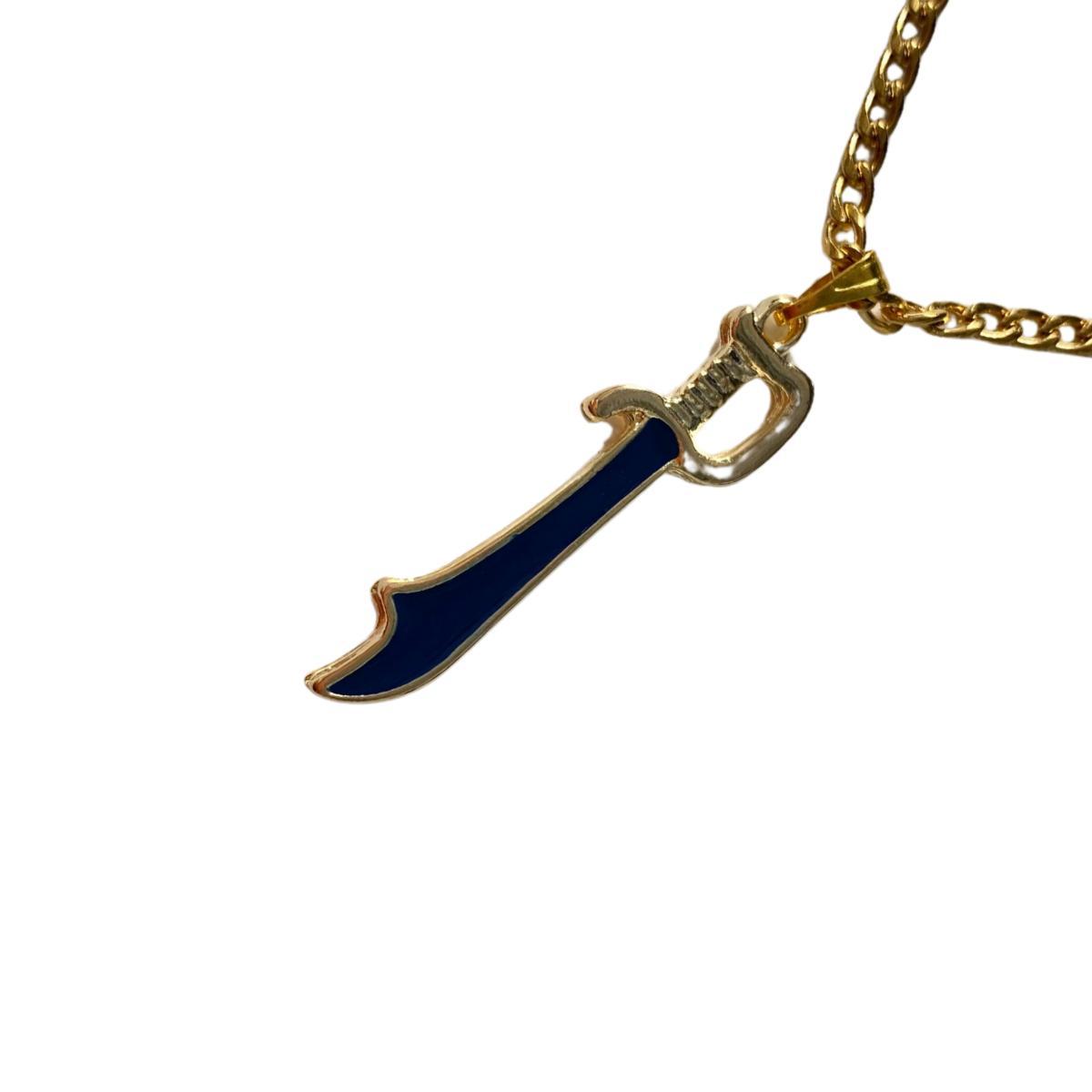 Miniatura Colar Corrente Pingente Espada De Ogum 3,5 Cm Dourado