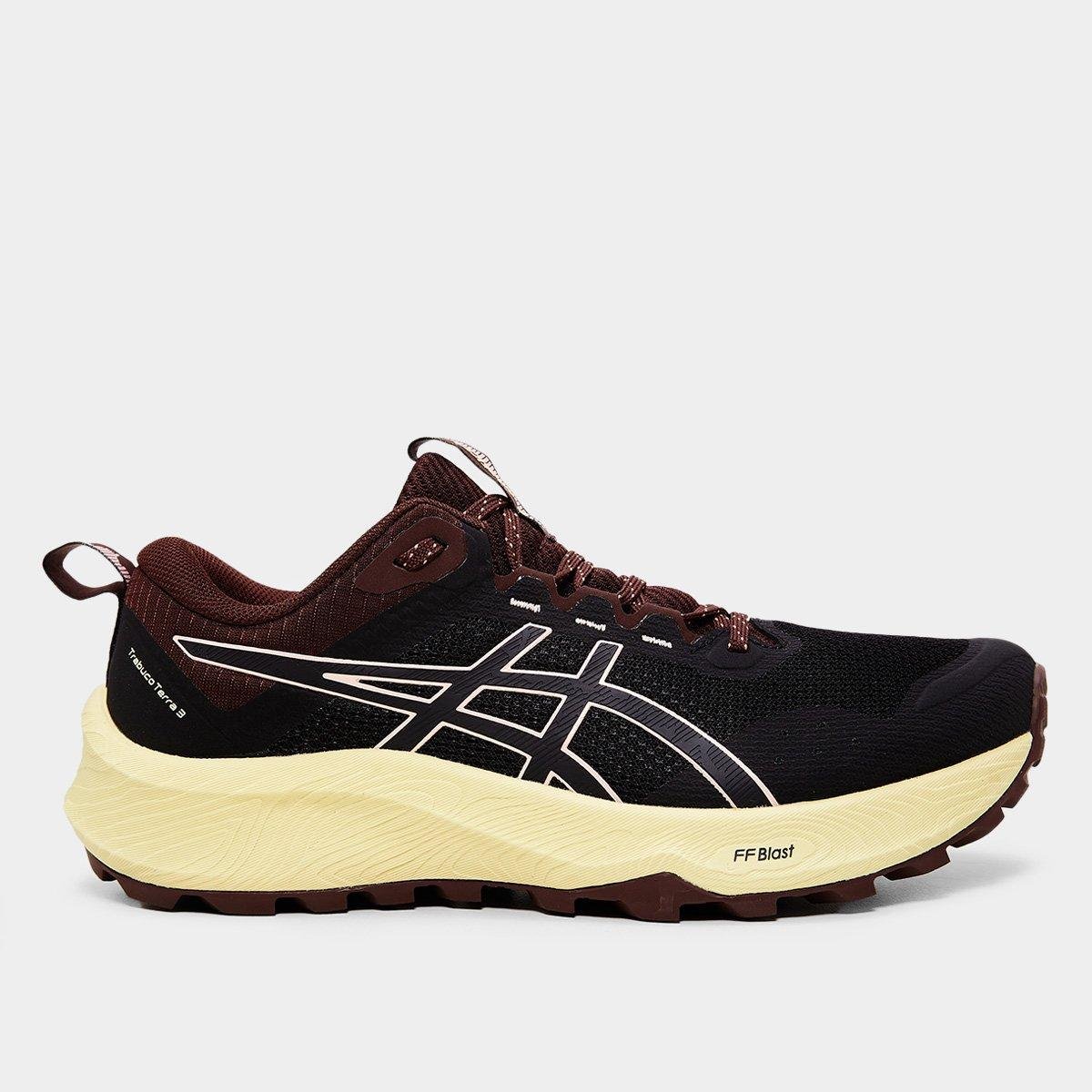 Miniatura Tênis Asics Trabuco Terra 3 Feminino Preto+Amarelo - 34