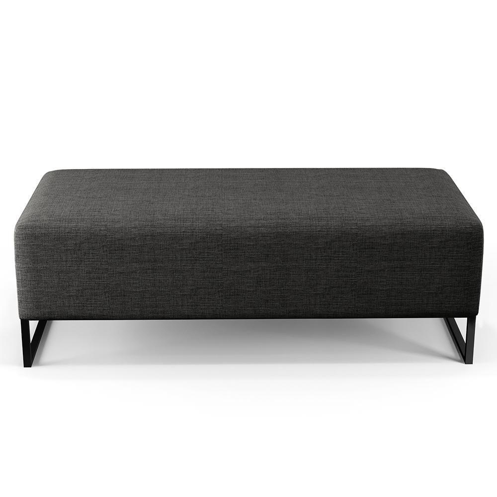 Puff Decorativo Sala De Estar Bali W01 Base Ferro 120x50 Cm Linho Cinza Escuro - Lyam Decor