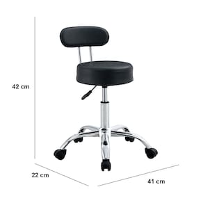 Cadeira Giratória Mocho com Encosto Conthey PU Base Cromada Altura Ajustável PRETA
