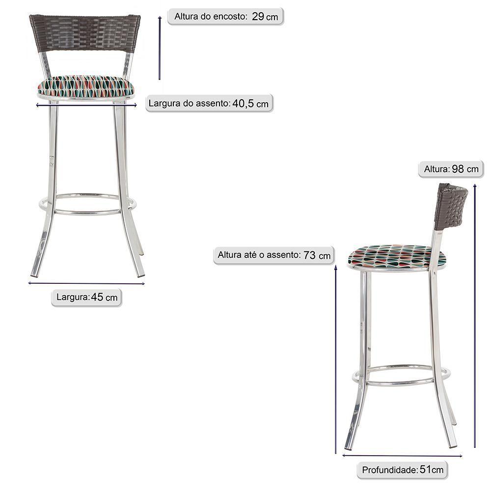 Miniatura Conjunto Com 2 Banquetas Em Alumínio, Fibra Sintética E Impermeável Tc Tabaco Z37