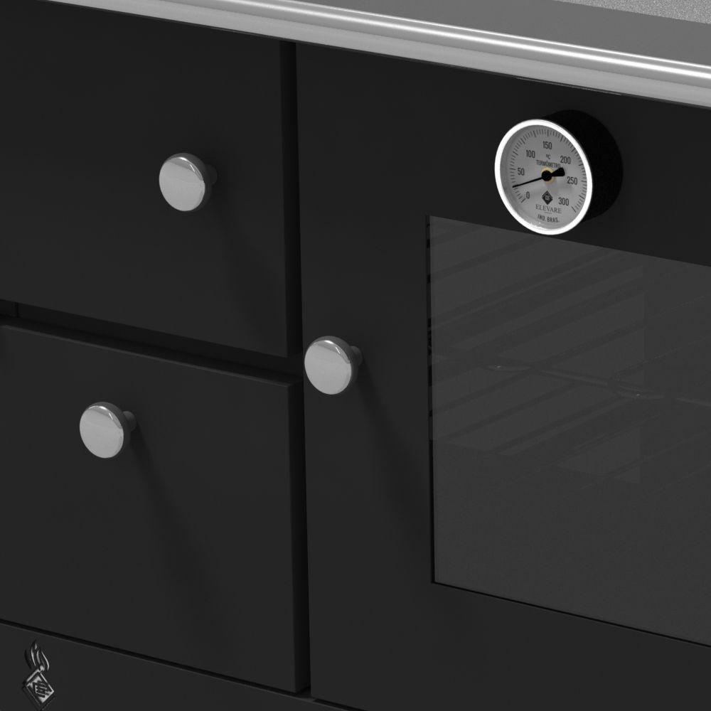 Miniatura Fogão A Lenha Elegance Master Preto Chapa Aluminio N°01 Dir