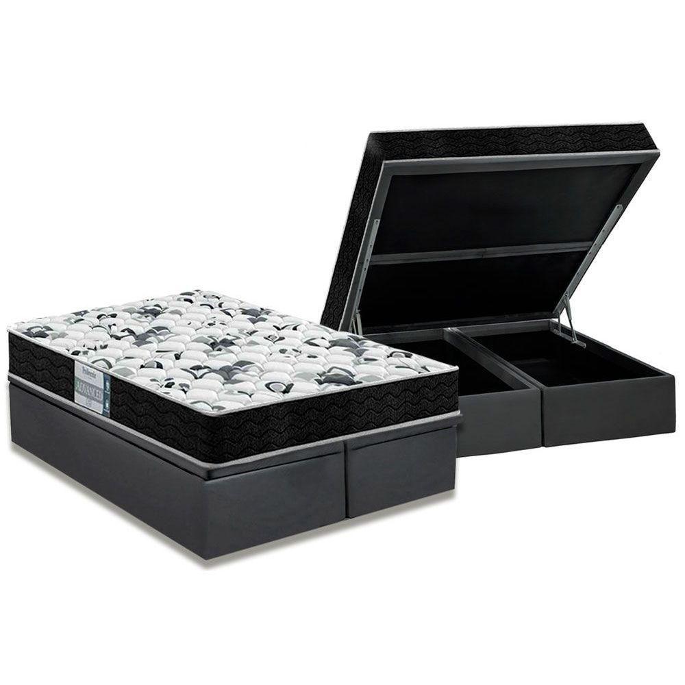 Miniatura Cama Box Baú Queen: Colchão Anatômico Probel D28 / Ep Prodormir Tech1000 + Base Gray(158X198)