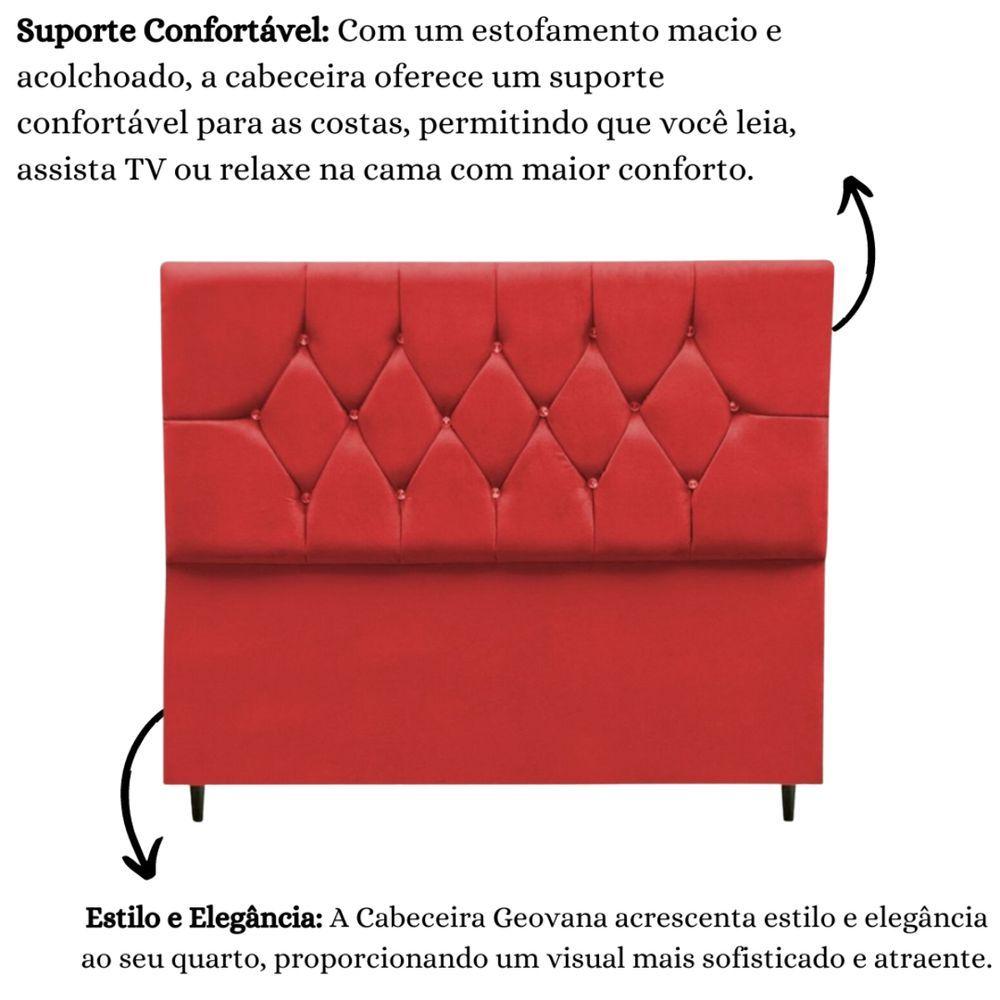 Cabeceira Cama Box Casal Queen 160 Cm Geovana Suede Vermelho