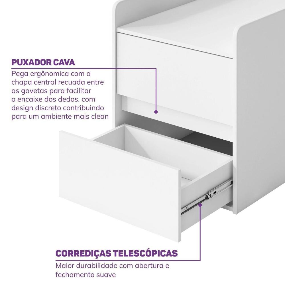 Berço Cama Multifuncional Auri com 2 Gavetas e Cama Auxiliar Casatema Carvalho Mel/Branco