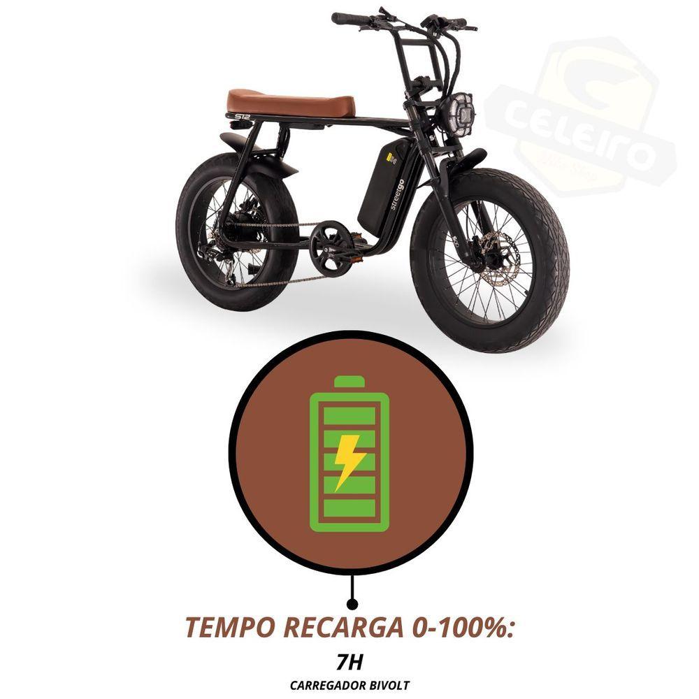 Bicicleta Elétrica StreetGo Aro 20 S12 7V A24 Preto/Marrom