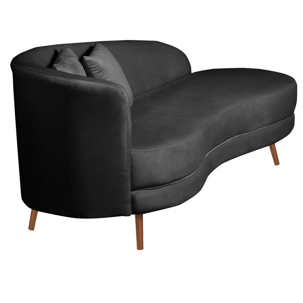 Miniatura Chaise Longue Divã Emili 1,60 Veludo Preto