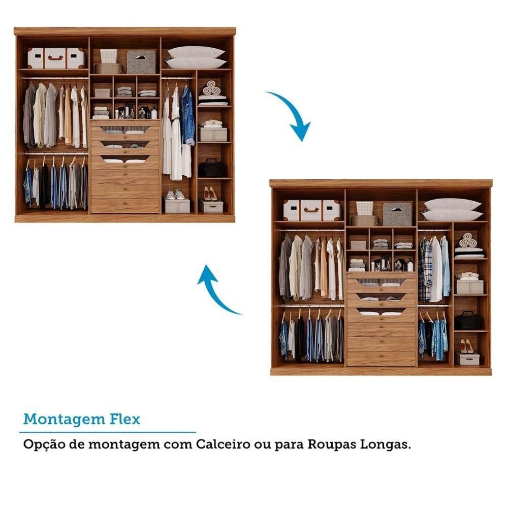 Miniatura Guarda-roupa Casal 267,60cm 6 Portas com Espelho 100% Mdf Linhares Espresso Móveis Cinamomo/Off White