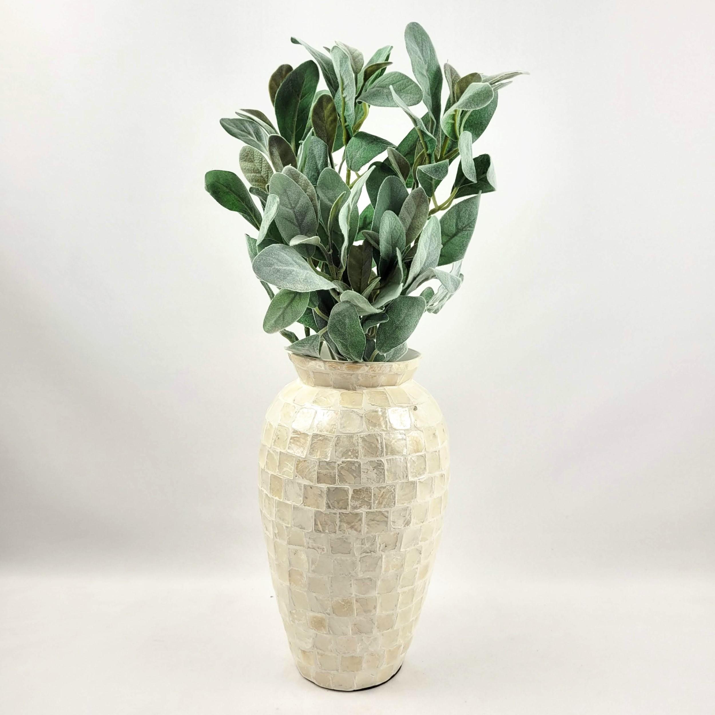 Folha De Orelha De Cordeiro Flocada 73Cm Planta Artificial G