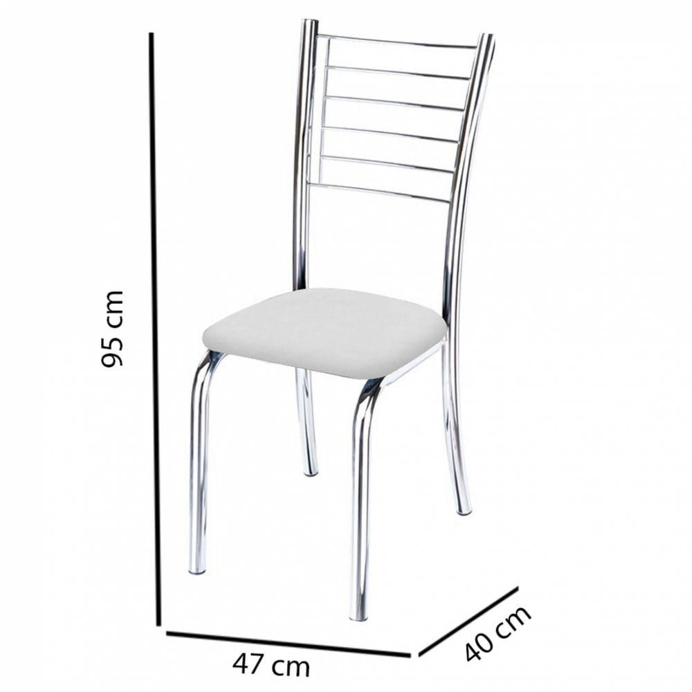 Miniatura Kit 4 Cadeiras Iara Cromada Para Cozinha Branco