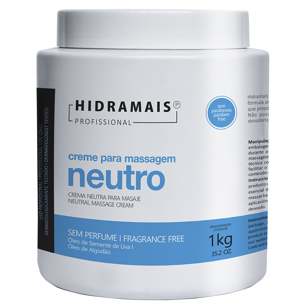 Miniatura Creme Neutro para Massagem Hidramais Profissional 1kg