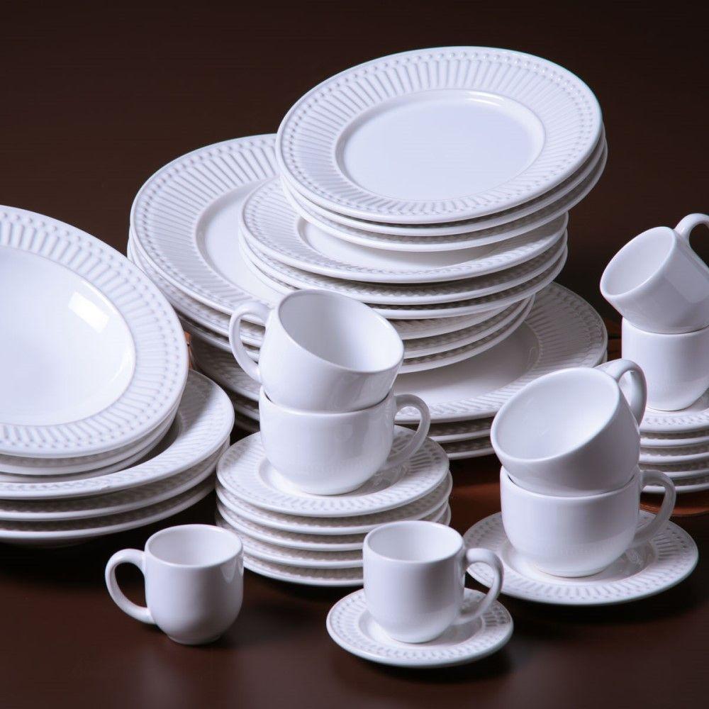 Aparelho De Jantar 42 Peças Roma Branco Porto Brasil