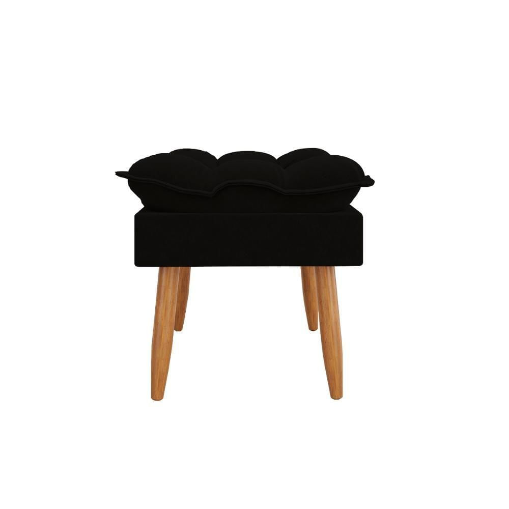 Miniatura Puff Moderno Luxo Sala Sofisticação Cozinha Escritório Preto