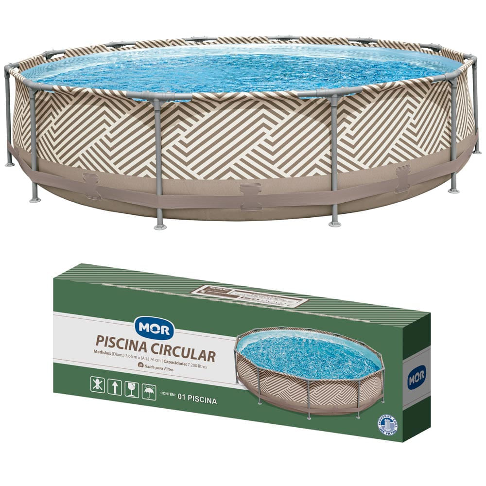 Miniatura Piscina Redonda Estrutural PVC 7200 Litros 3.66 x 3.66m Mor