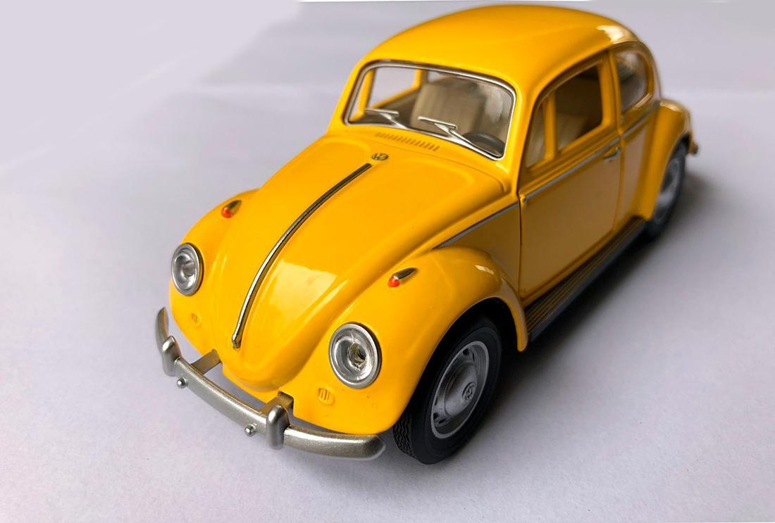 Carro Miniatura Metal Fusca Amarelo 1967 1:32 Action Som Luz
