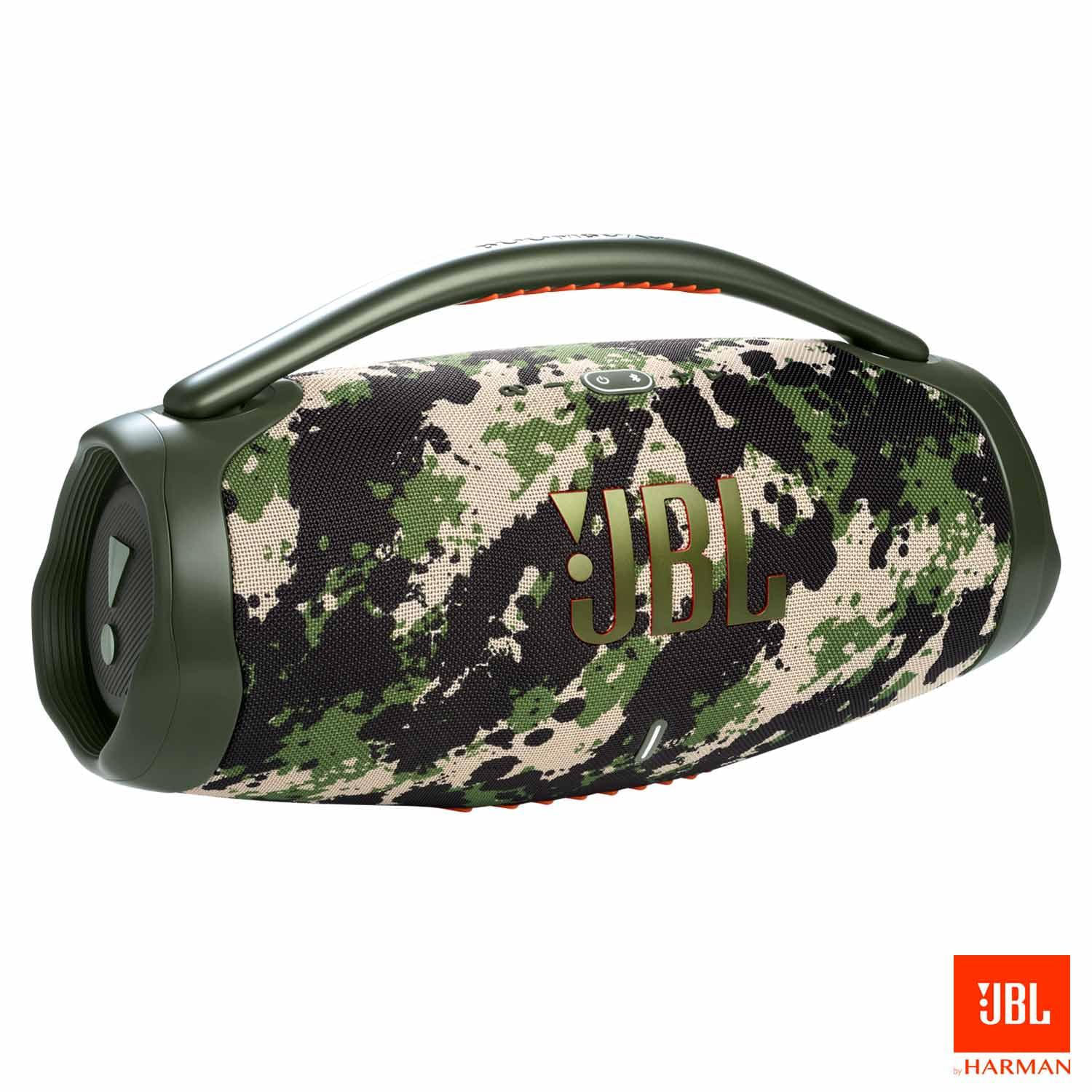 Miniatura Caixa De Som Bluetooth JBL Boombox 3 Camuflada Até 24h de Reprodução IP67 À Prova d´água 130W Bivolt