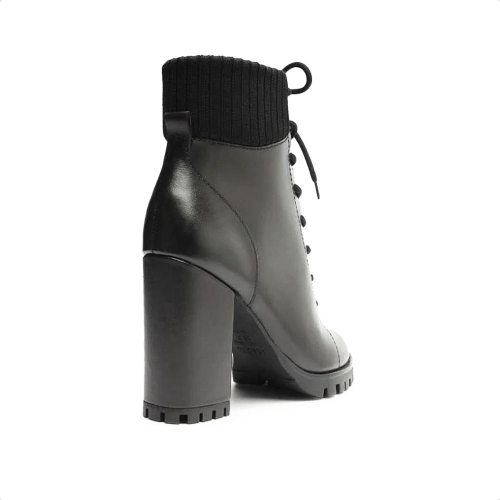 Miniatura Bota Coturno Arezzo Salto Alto Tratorada Feminina Preto - 35