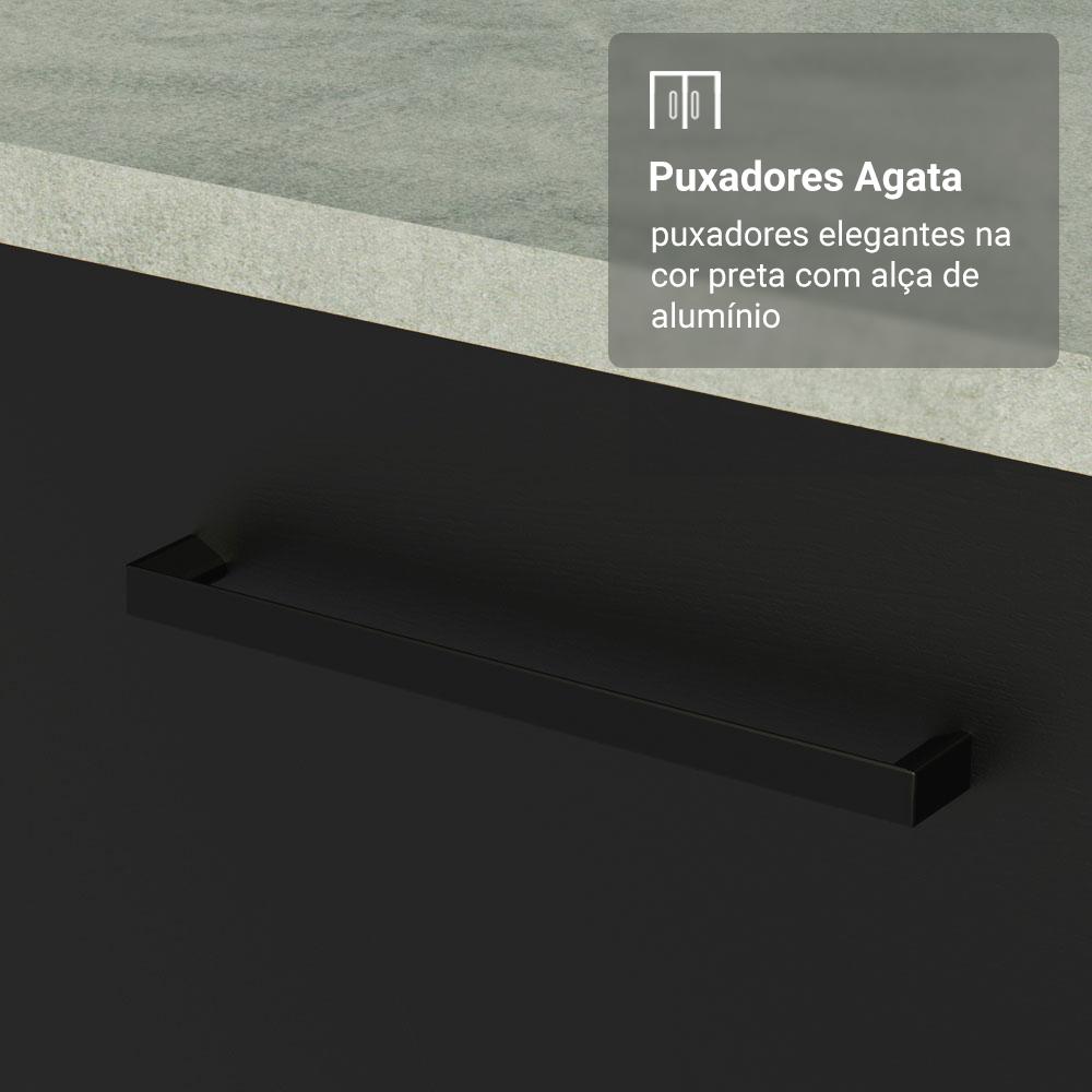 Armário de Cozinha Compacta 190cm com Cristaleira Branco/Preto Agata Madesa 01 Branco/Preto