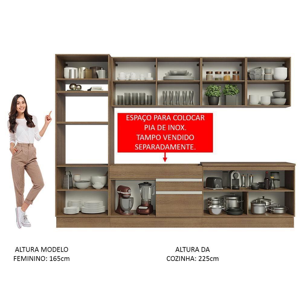 Armário De Cozinha Completa 310cm Rustic Glamy 02 Rustic