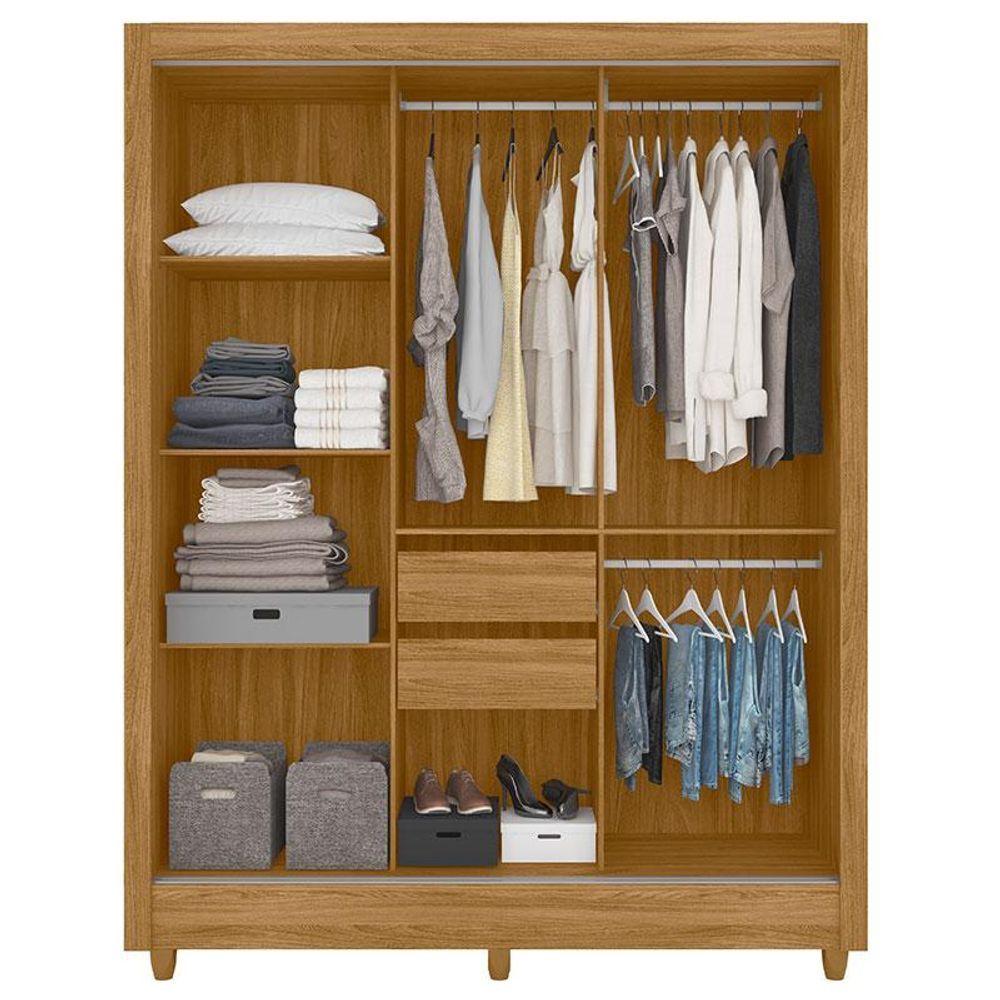 Miniatura Guarda Roupa Casal Bolívia 3 Portas Freijó Off White Com Espelho - Moval