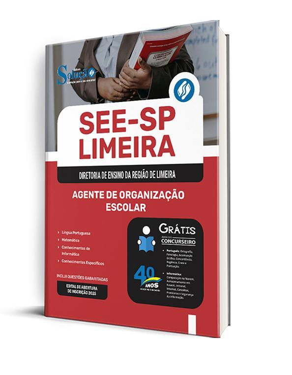 Miniatura Apostila See Sp Limeira 2025 - Agente De Organização Escolar