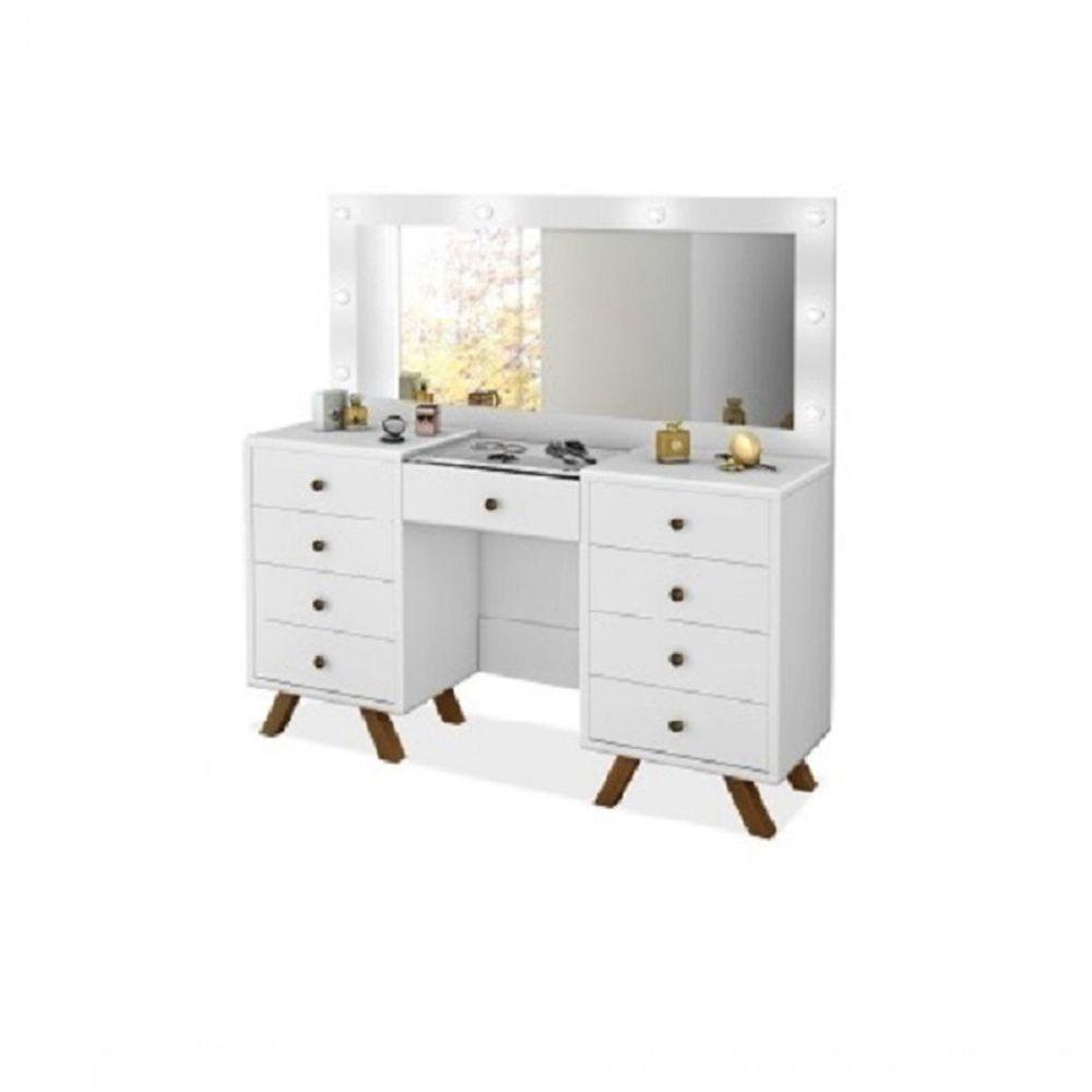 Miniatura Penteadeira Camarim Branca Mdf Alto Padrão Led Espelho