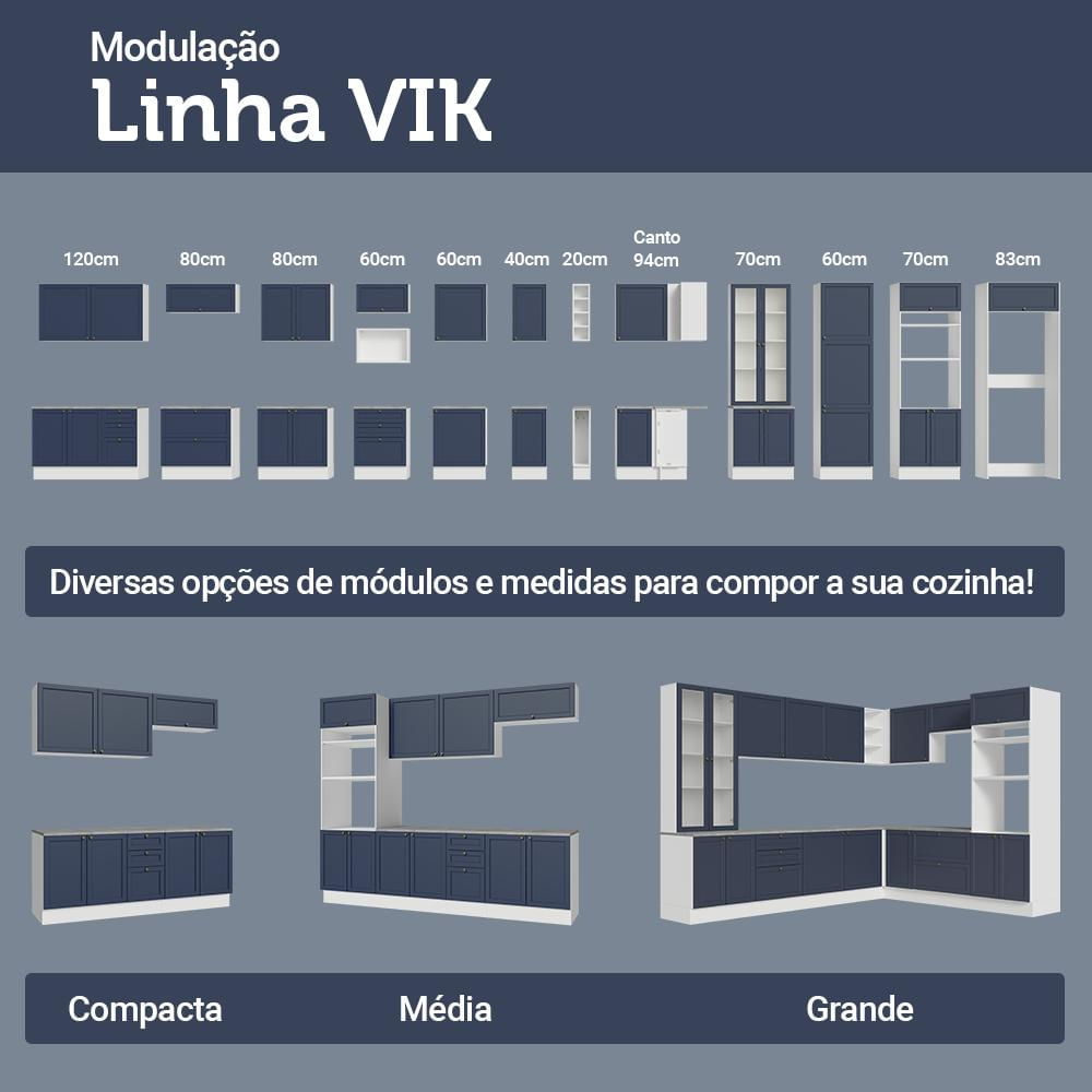 Armário Aéreo 70 cm 1 Porta Basculante Branco/Azul Vik Madesa Branco/Azul