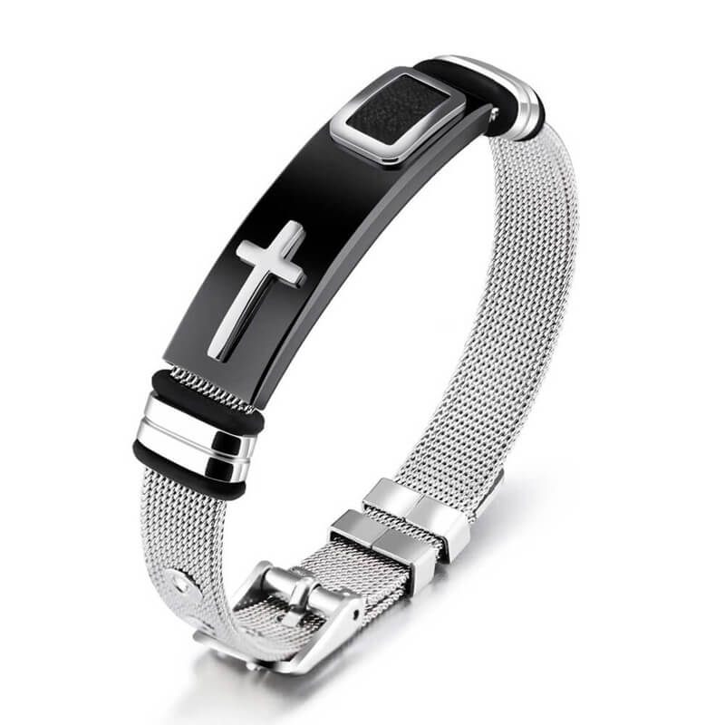 Miniatura Pulseira Masculina Malha de Aço Inox
