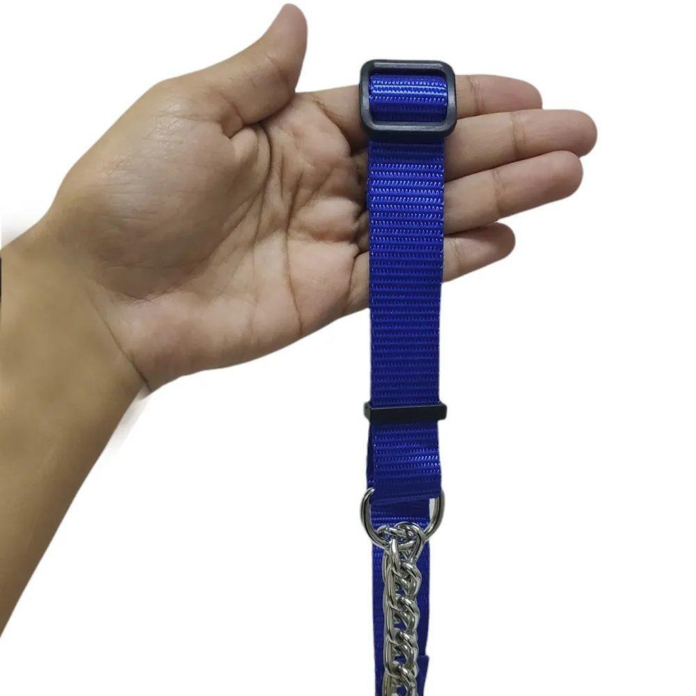 Coleira Guia Cachorros Caes Ajustavel Kit 3 Uni Corrente Elo Torcido Pet Adestramento Educaçao