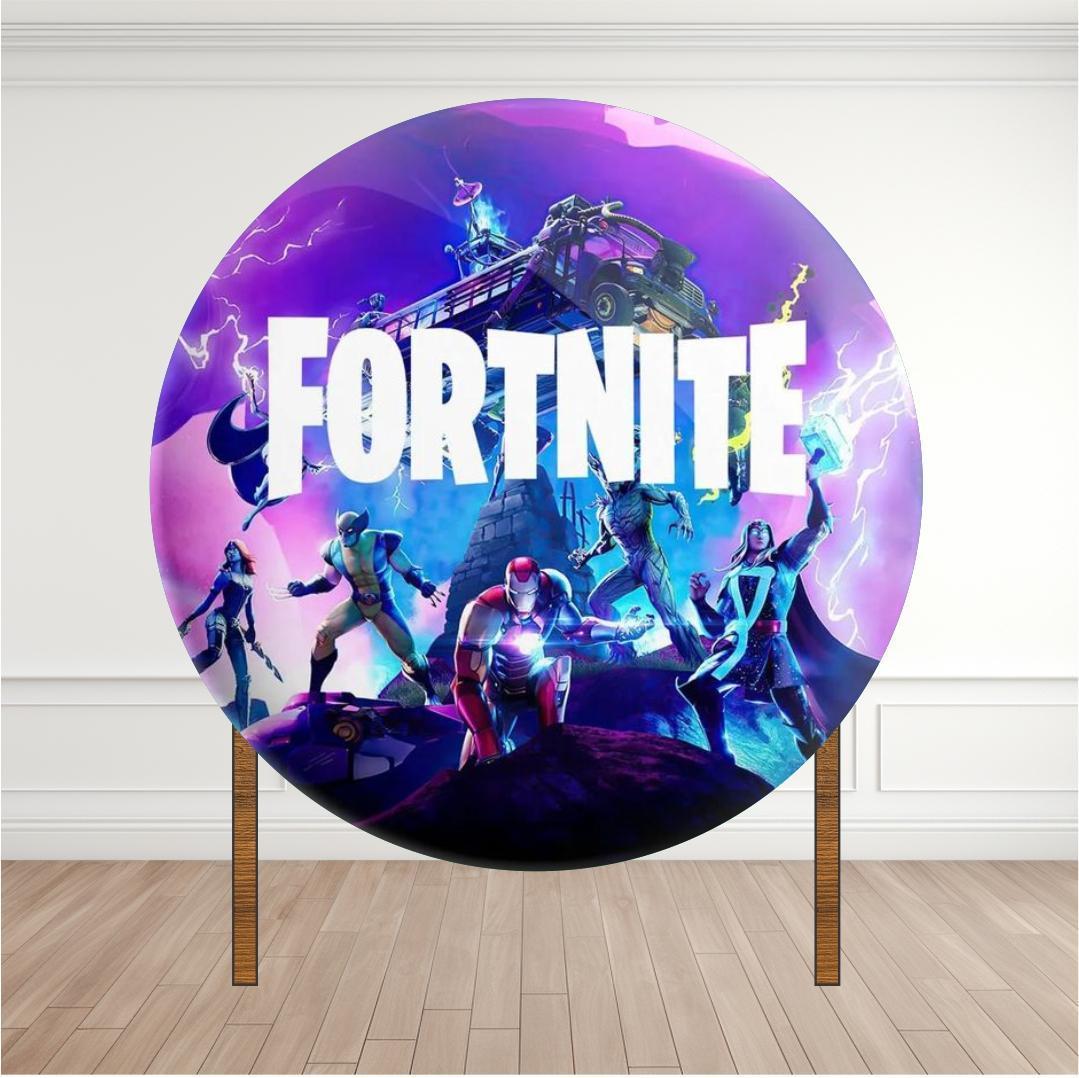 Miniatura Painel Redondo Lona Fosca 1,20M- Tema Fortnite