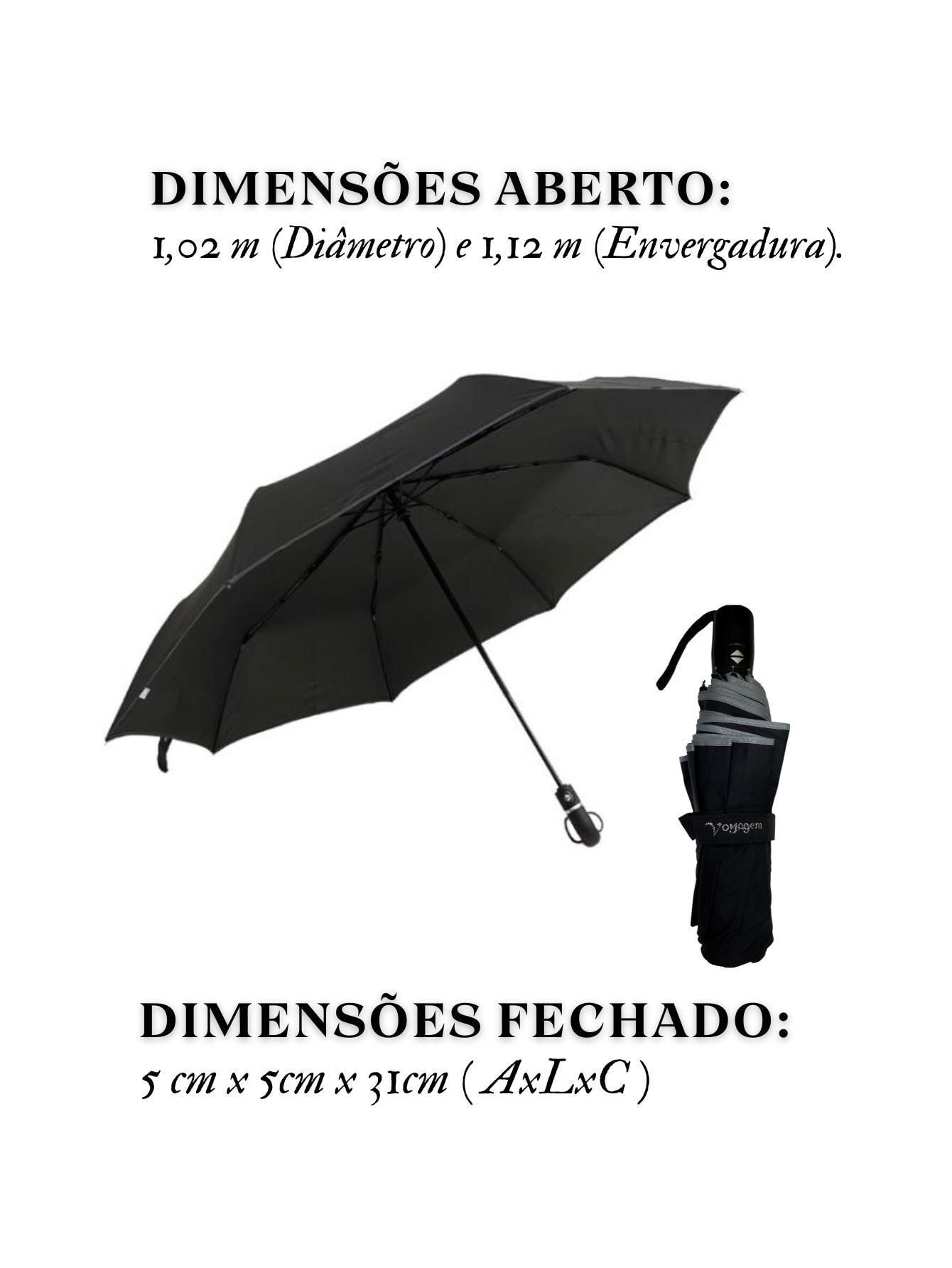 Miniatura Guarda Chuva Voyagem Abre Fecha Automático Cinza 831L Preto