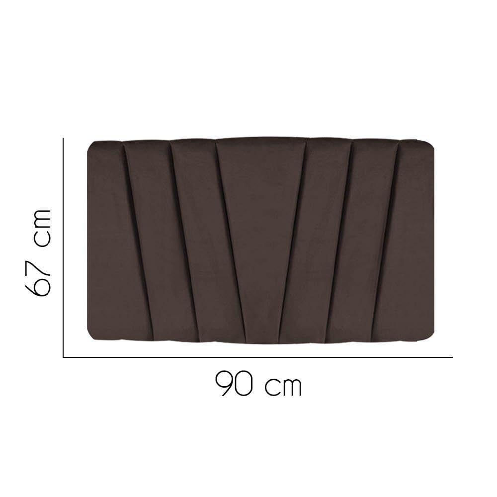 Miniatura Painel Suspenso Bélgica 90cm Solteiro Quarto Luxo Cama Box Suede Marrom - D House Decor