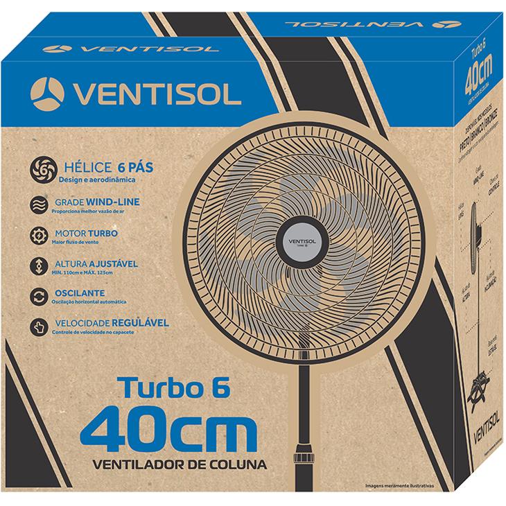 Ventilador de Coluna Ventisol Turbo, Preto 110 Volts