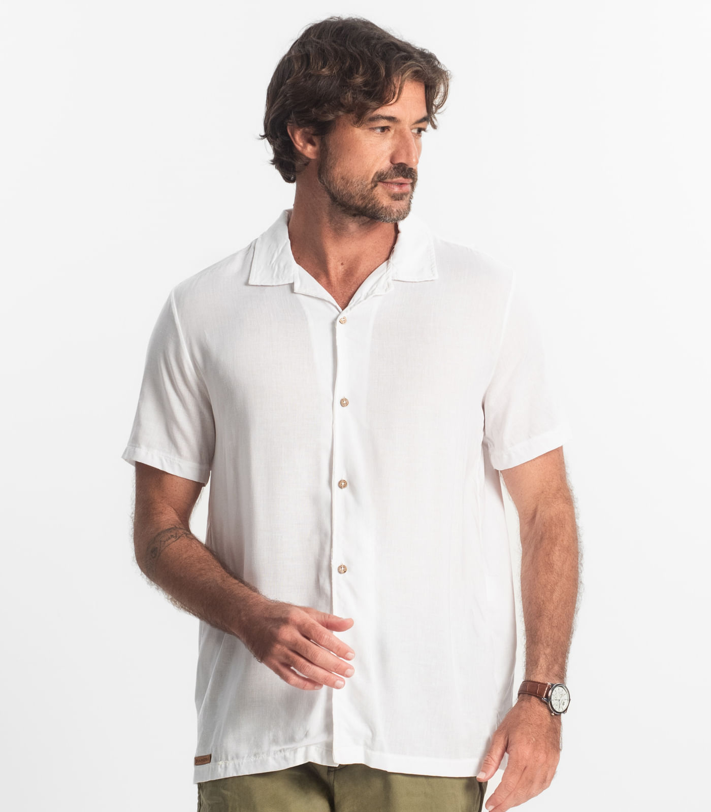 Miniatura Camisa Masculina Viscolinho Diametro Bege G