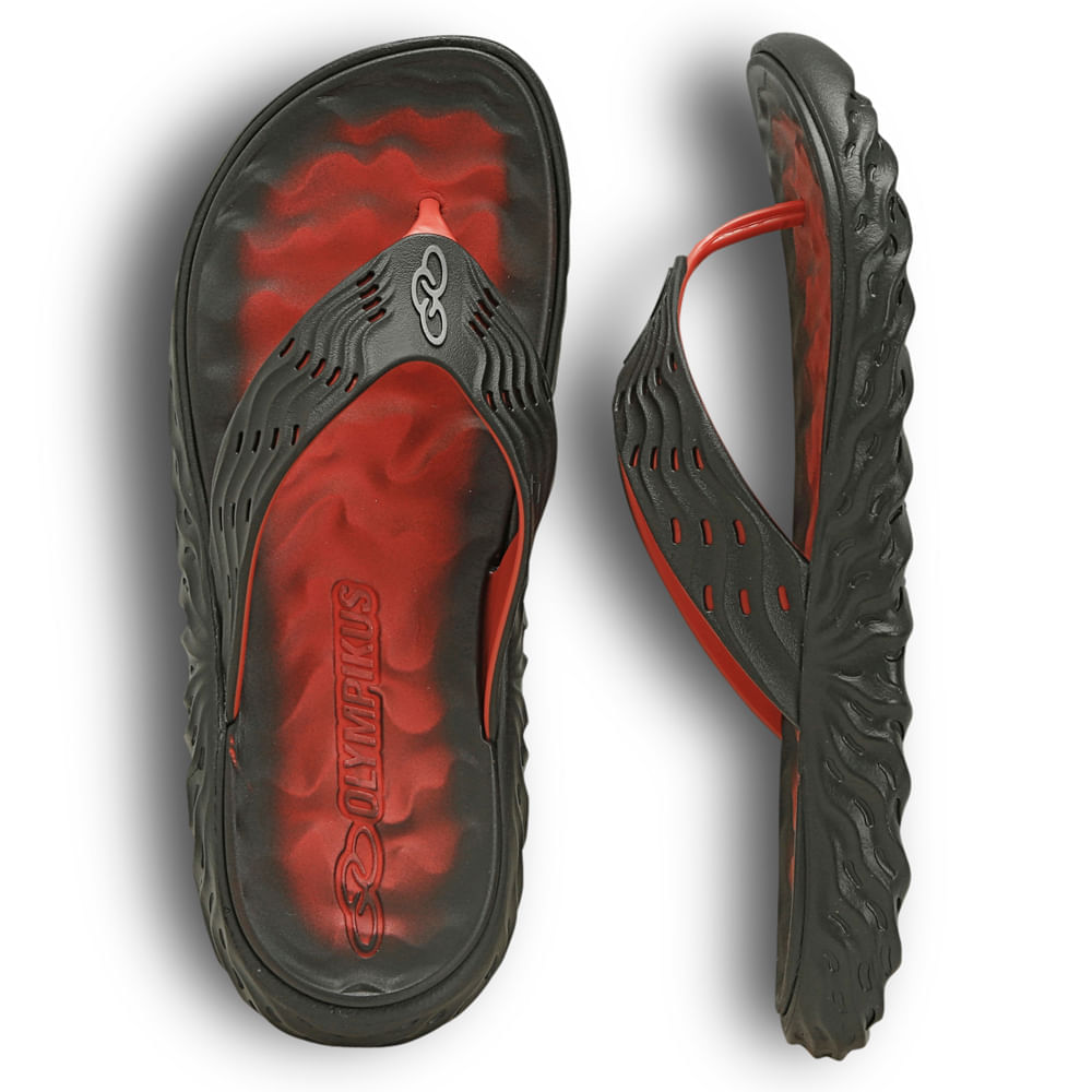 Miniatura Chinelo Unissex Olympikus Copacabana Preto e Vermelho - 33-34