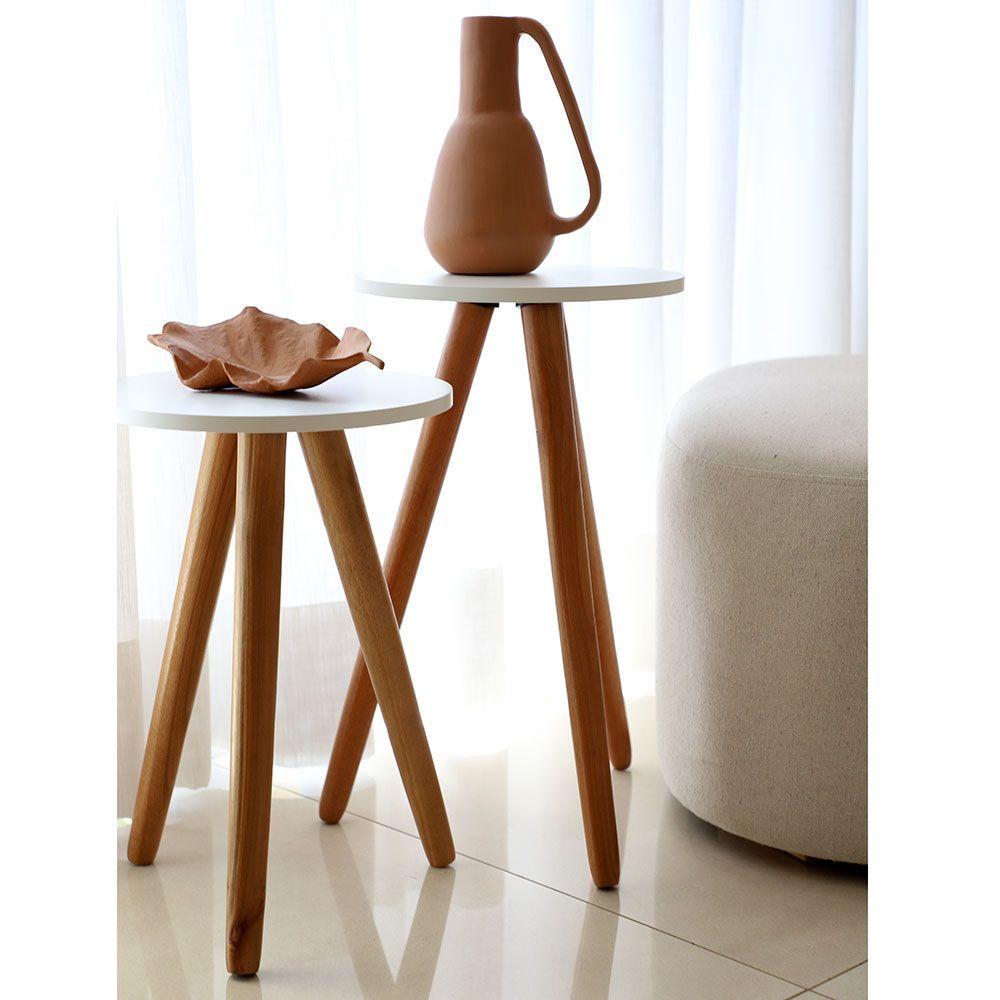 Miniatura Mesa Lateral De Canto Tripé 60x35cm Branco