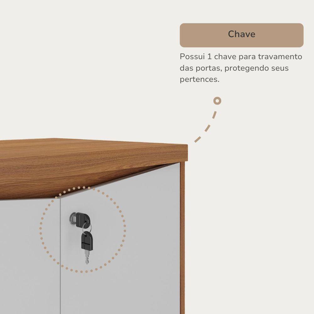 Balcão Para Escritório 2 Portas Com Chave Pequeno Freijó/branco