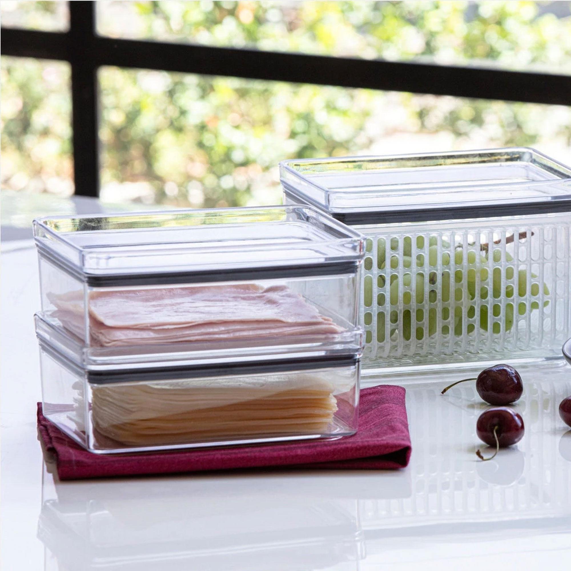 Miniatura Kit 2 Porta Frios Hermético Acrilico Empilhavel Geladeira